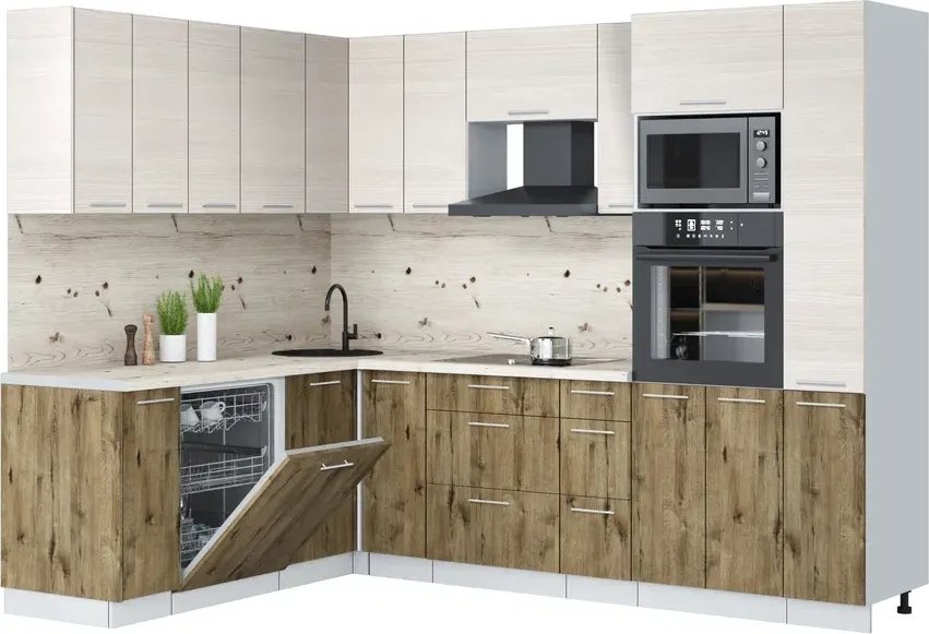 

Готовая кухня Интерлиния Мила Лайт 1.896х2.68 (вудлайн кремовый/дуб веллингтон/бискайская сосна)