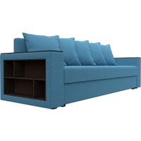 Диван Лига диванов Дубай Лайт полки слева 132283L (рогожка Амур 10 голубой)