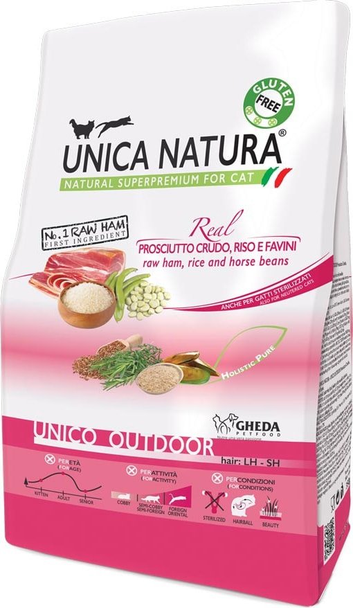 

Сухой корм для кошек Unica Natura Unico Outdoor с ветчиной, рисом и бобами 1.5 кг