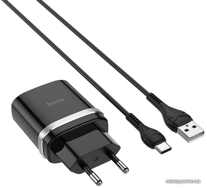Сетевое зарядное Hoco C12Q USB Type-C (черный)