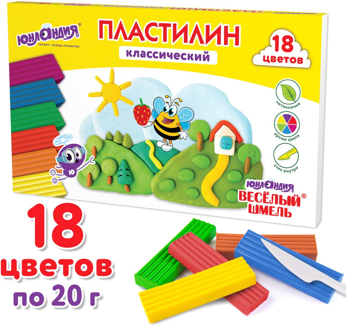 

Пластилин Юнландия Веселый шмель 106432 (18 цв)