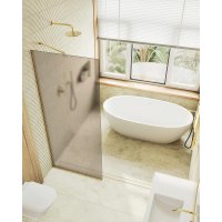 Душевая стенка MaybahGlass 99x195 MGD-1354-3у (бронзовое матовое стекло/золото)
