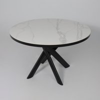 Кухонный стол Мамадома Ronaldo-120 раздвижной 120-160 (patagonoa bianco gloss premium cer/черный)