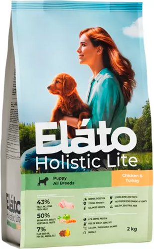 Сухой корм для собак Elato Holistic Lite Для щенков всех пород с курицей и индейкой (2 кг)