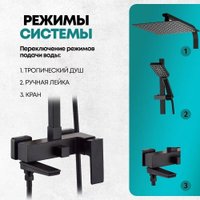Душевая система  Grocenberg GB7008 (черный матовый)