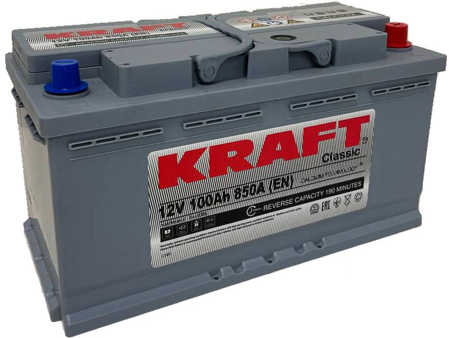 

Автомобильный аккумулятор KRAFT Classic 100 R+ (100 А·ч)
