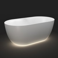 Ванна Wellsee Chic Riviera 179x85 23680602R (отдельностоящая ванна с подсветкой белый глянец, экран, ножки, сифон-автомат глянцевый белый)