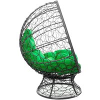 Кресло M-Group Кокос на подставке 11590304 (серый ротанг/зеленая подушка)