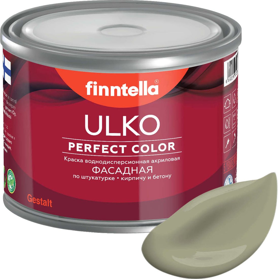 

Краска Finntella Ulko Khaki F-05-1-1-FL022 0.9 л (серо-зеленый)