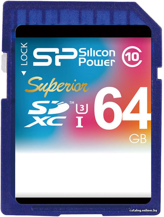 Карта памяти Silicon-Power SDXC UHS-I U3 (Class 10) 64GB (SP064GBSDXCU3V10)