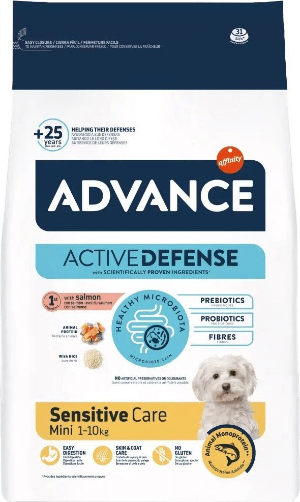 

Сухой корм для собак Advance Mini Sensitive с лососем и рисом 1.5 кг