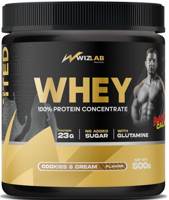 Протеин сывороточный (концентрат) WizLab Nutrition 100% Whey Protein Concentrate (печенье/крем, 500г)