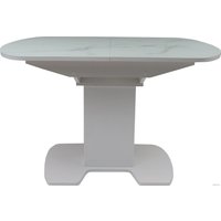 Кухонный стол Аврора Корсика фотопечать 120-151.5x80 (мрамор белый 2/белый матовый)