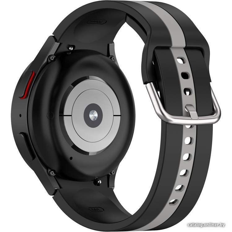 Ремешок Rumi Sport Line силиконовый для Samsung Galaxy Watch4/5/6 (20 мм, черный/серый)