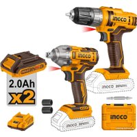  Ingco COSLI230702 (шуруповерт, гайковерт, 2 АКБ, кейс)