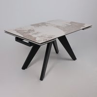 Кухонный стол Lepremo AV 2122 МДФ+керамика раздвижной 1400-2000x850 (белый глянцевый Pandora/черный)