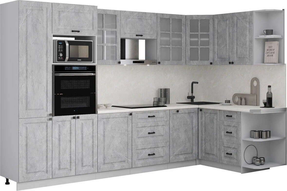 

Готовая кухня Интерлиния Мила Деко 1.88x3.2 PR (керамика/керамика/опал светлый)