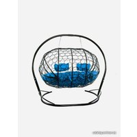 Подвесной диван M-Group Лежебока 11180410 (с черным ротангом/синяя подушка)