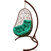 Подвесное кресло M-Group Овал 11140204 (коричневый ротанг/зеленая подушка)