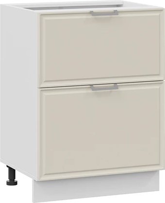 Шкаф напольный Трия Белладжио 1Н8Я2 с двумя ящиками (белый/софт панакота)
