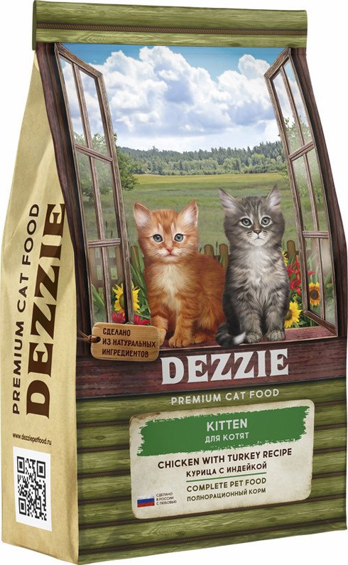 

Сухой корм для кошек Dezzie Kitten (для котят с курицей и индейкой) 2 кг