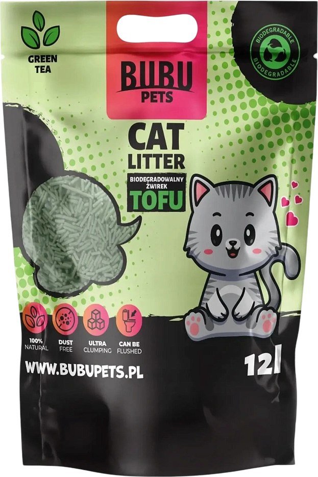 

Наполнитель для туалета Bubu Pets Tofu Green Tea (5 кг/12 л)