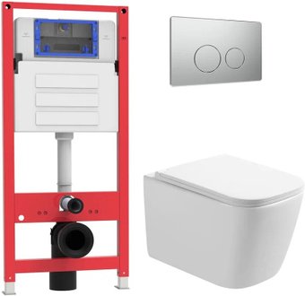 Унитаз подвесной Oliveeka OL-MQ-003 + OL-1216 + OL-R22-BN (никель матовый)