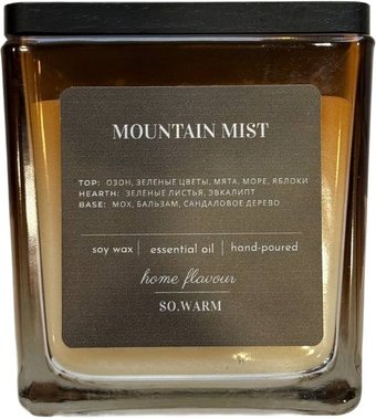 Ароматическая свеча SO.WARM Горный туман в стеклянном стакане Quadro 260 г
