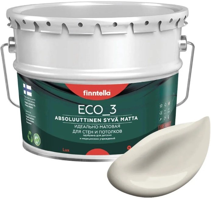 

Краска Finntella Eco 3 Wash and Clean Kuiskaus F-08-1-9-LG15 9 л (светло-бежевый)