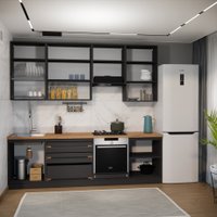 Готовая кухня ВерсоМебель Эко Премиум 2.6 (белый фасадный/ст. дуб вотан)