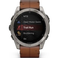 Умные часы Garmin Fenix 8 Sapphire 51мм (титановый, каштановый кожаный ремешок)