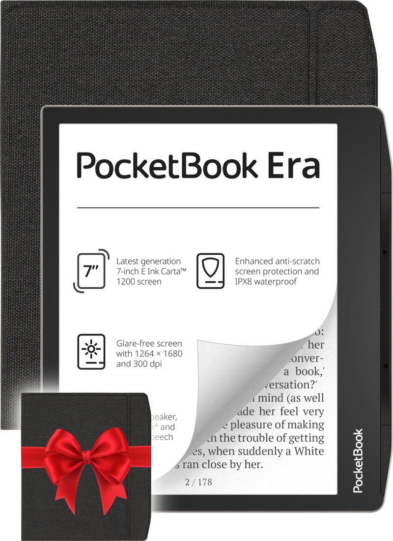 Электронная книга PocketBook 700 Era 16GB (черный/серебристый) + Обложка 700 Flip Series, Black