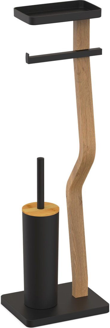 Держатель для туалетной бумаги и ершика Caspian 90044 (черный/дерево)