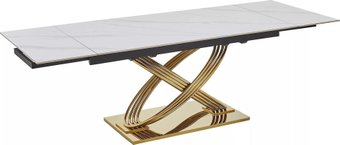 Кухонный стол Signal Hermes II 160-240/90 (эффект белого мрамора/золотой)