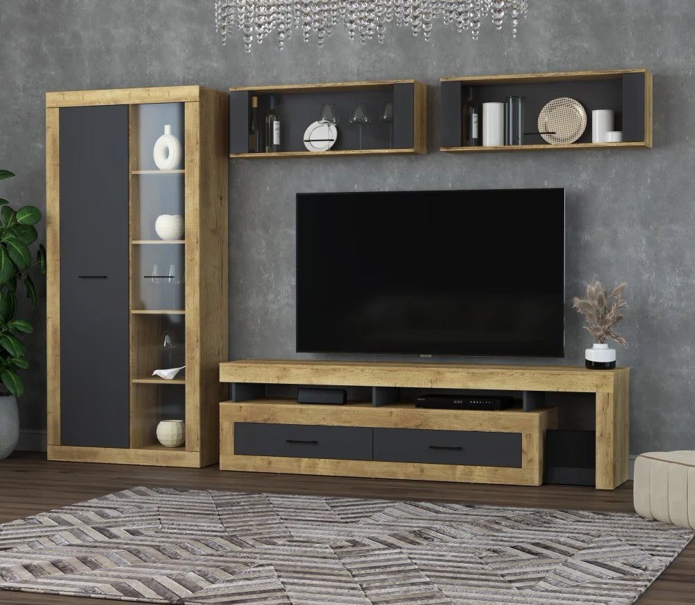 

Антресоль Интерлиния Loft-7 Гостиная-3 (дуб золотой/антрацит)