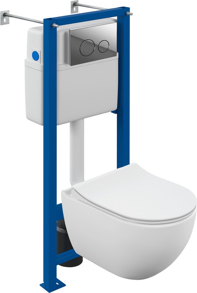 

Унитаз подвесной Cersanit Brasko Smart CO DPL EO Slim + Vector 68302 (c кнопкой Twins хром глянцевый)