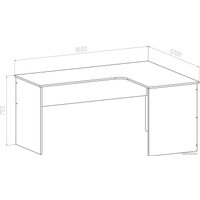 Стол МДК СПУ-Л угловой 1600x1200x755 (левый, дуб млечный)