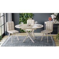 Кухонный стол Трия Diamond тип 3 (бежевый муар/бежевый глянец)