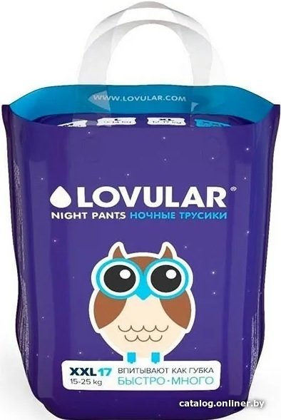 Трусики-подгузники Lovular Night XXL 15-25 кг (17 шт)