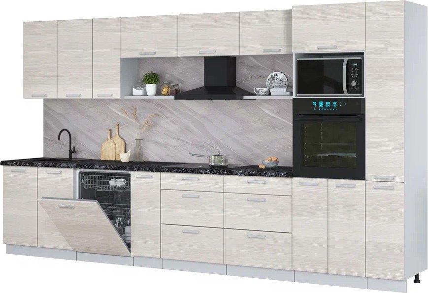 

Готовая кухня Интерлиния Мила Лайт 3.8-ПМ1 (вудлайн кремовый/вудлайн кремовый/кастилло темный)