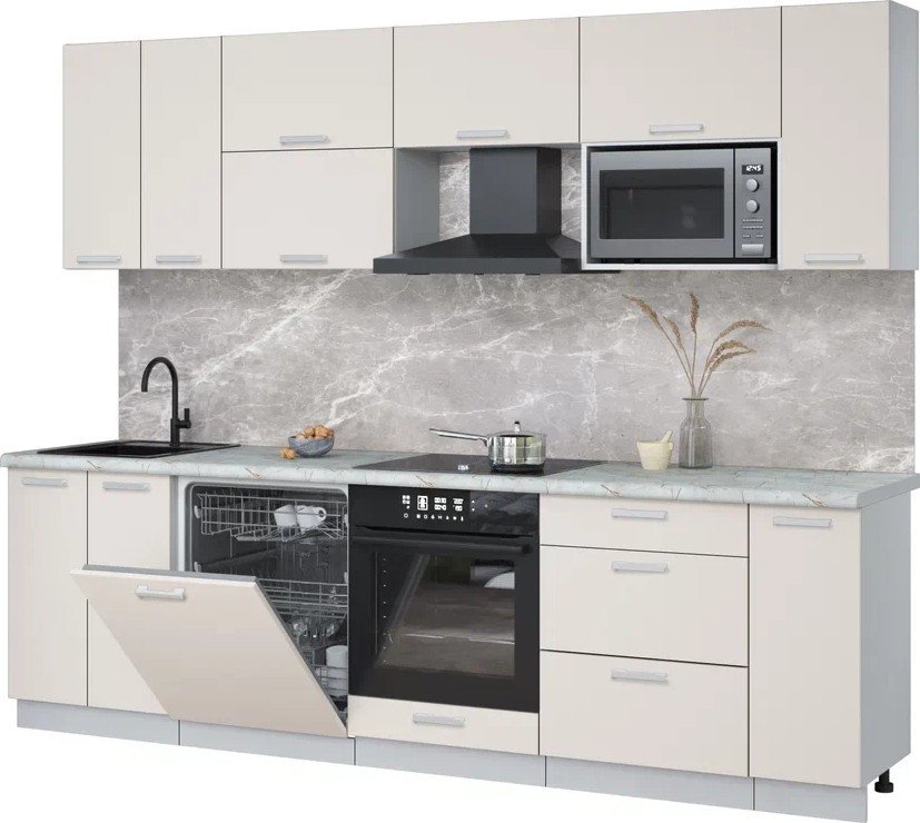 

Готовая кухня Интерлиния Мила Лайт 2.7-ПМ2 (персидский жемчуг/персидский жемчуг/серый каспий)