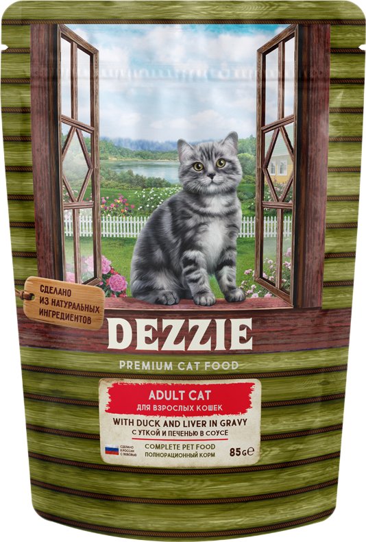 

Пресервы Dezzie Adult Cat Duck & Liver (с уткой и печенью в соусе) 85 г