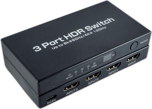 

Переключатель USBTOP 3×1 HDMI 2.1 UltraHD 8K 60Гц, HDCP 2.3, пульт ДУ, активный 559412 (черный)