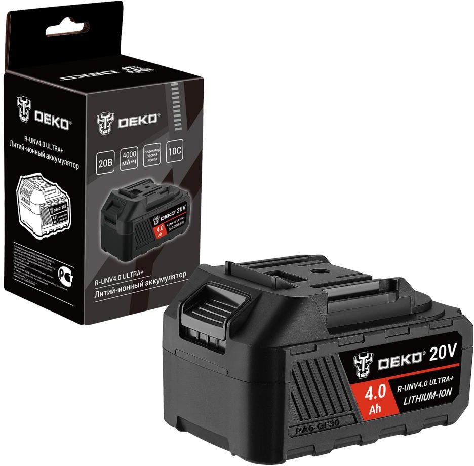 

Аккумулятор Deko R-UNV4.0 ULTRA + 083-1017 (20В/4 Ач)