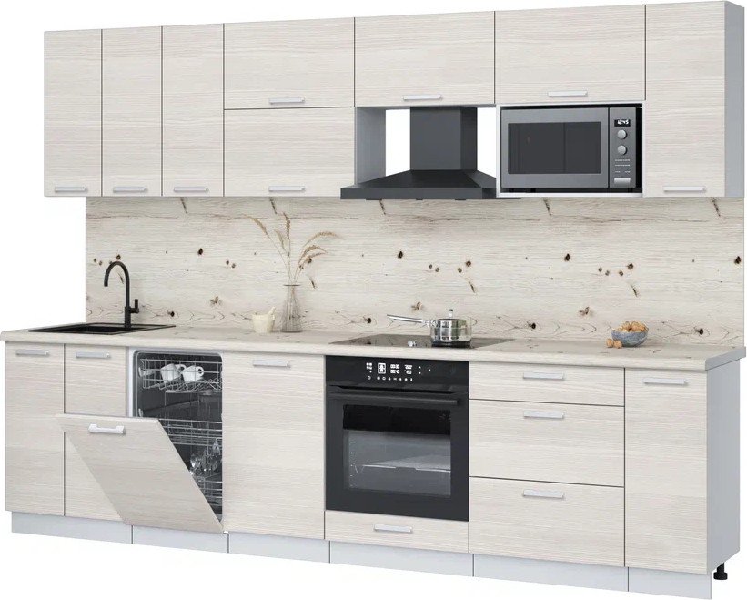 

Готовая кухня Интерлиния Мила Лайт 3.0-ПМ4 (вудлайн кремовый/вудлайн кремовый/бискайская сосна)