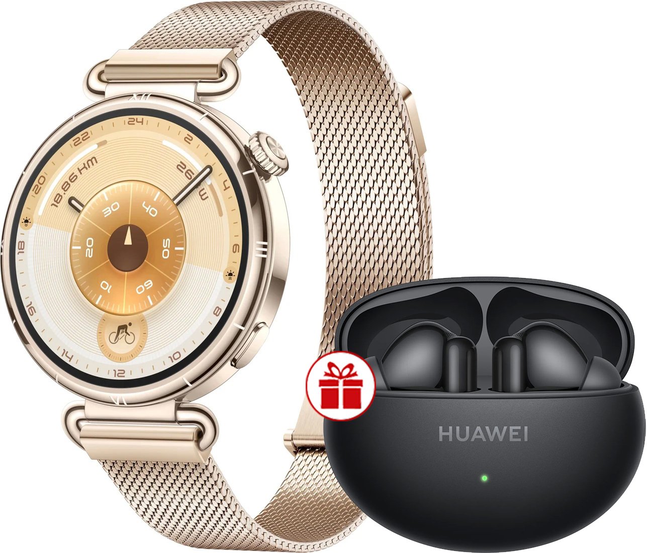 

Умные часы Huawei Watch GT 6 41 мм (золотистый, с золотистым миланским браслетом, международная версия) + наушники Huawei FreeBuds 6i по акции