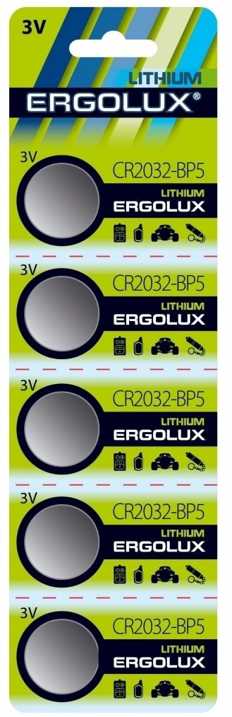 

Батарейка Ergolux CR2032 BL-5 5 шт