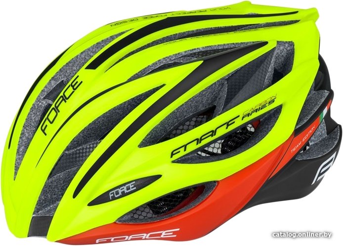 Cпортивный шлем Force Aries Carbon S/M (салатовый/красный)
