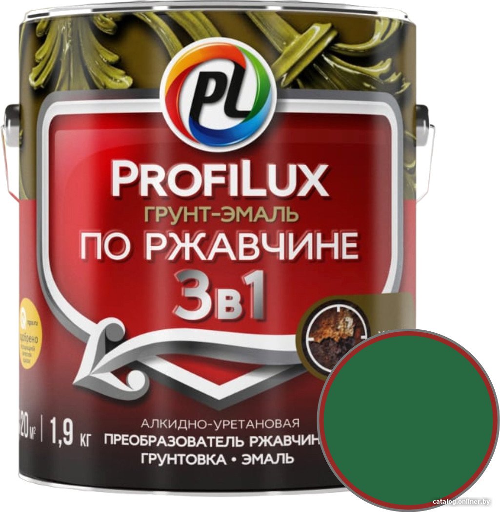 Грунт-эмаль Profilux По ржавчине 3в1 (1.9 кг, зеленый)