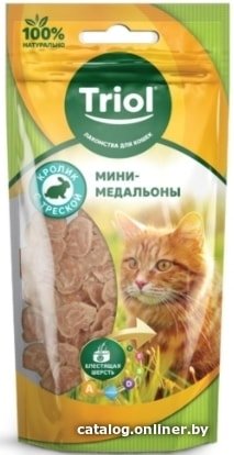 Лакомство для кошек Triol Мини-медальоны из кролика с треской (40 г)